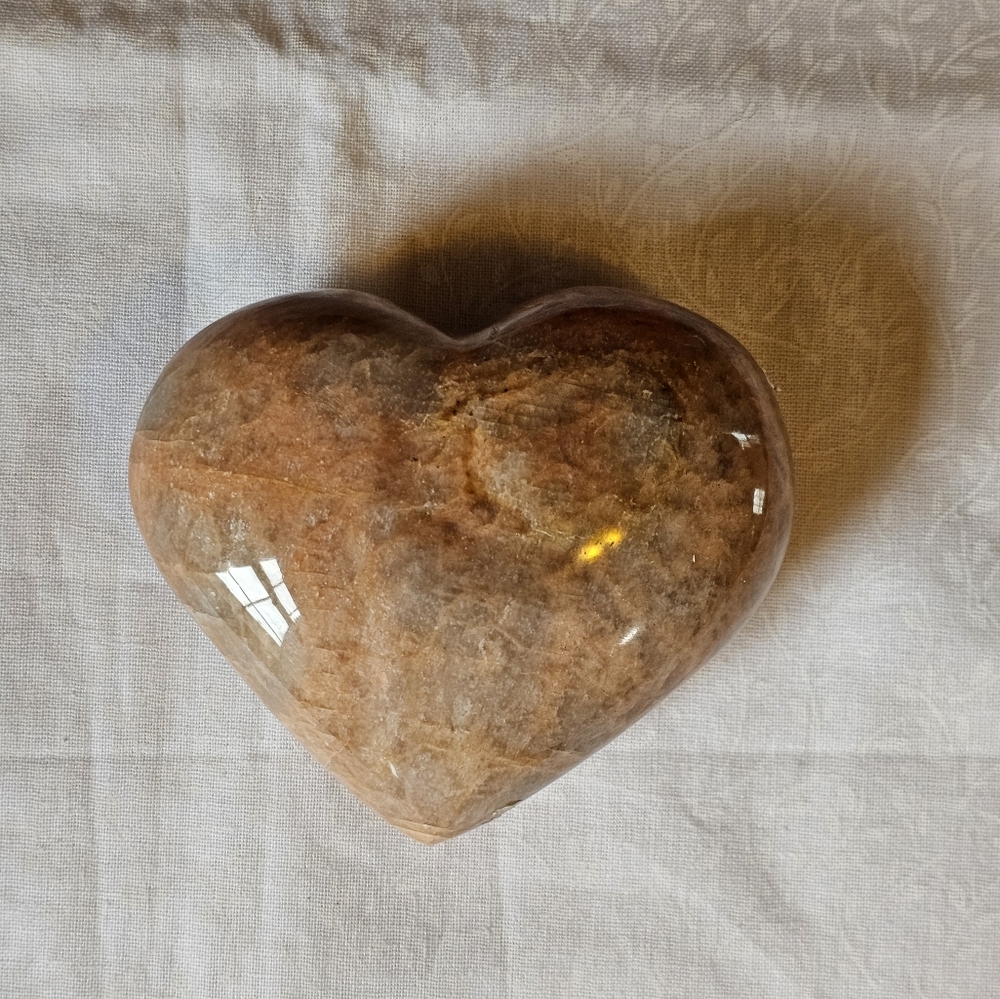 Peach Moonstone Crystal Heart